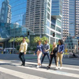 Attendees walking in LA