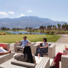 Group meeting behind a golf course in Palm Springs