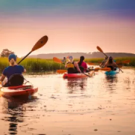 Sunset kayaking on Little River in Myrtle Beach, South Carolina