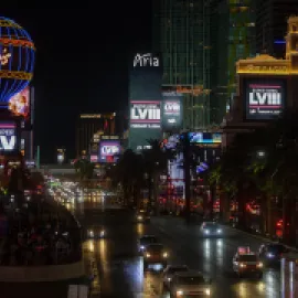 Super Bowl LVIII marquee takeover in Las Vegas