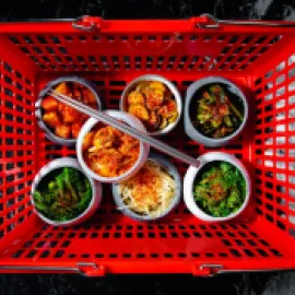 Banchan in a cart from Best Friend in Las Vegas