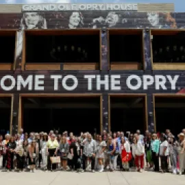 Group shot in front of the Grand Ole Opry