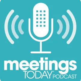 Graphic of Meetings Today Podcast logo.