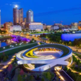 Downtown Columbus with National Veterans Memorial and Museum