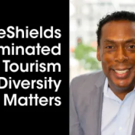 Graphic of Greg DeShields with text reading DeShields Terminated By Tourism Diversity Matters on the right.