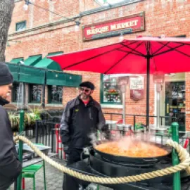 Paella being cooked on the street at the Basque Block in Boise, Idaho