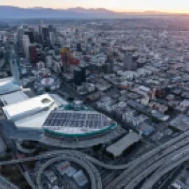 Aerial photo of Los Angeles Convention Center.