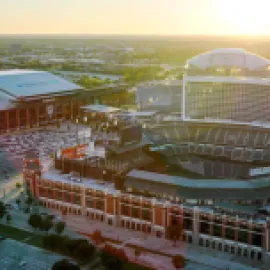 Aerial photo of Arlington, Texas' Entertainment District