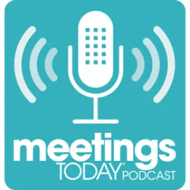 Graphic of Meetings Today Podcast logo.