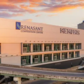 Front exterior of Renasant Convention Center, Memphis. 