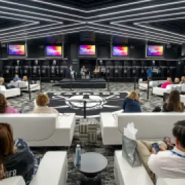 Brand Experience Summit breakout in Las Vegas NFL football team's locker room