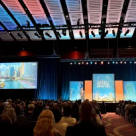 Don Welsh addresses attendees at Destinations International Annual Convention at McCormick Place, Chicago