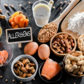 Photo of common food allergens on a table.