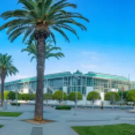 Aerial photo of LACC Gilbert Lindsay Plaza.