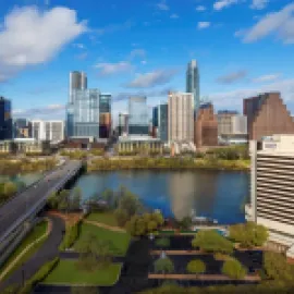 Aerial with Hyatt Regency Austin