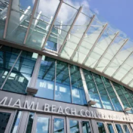 Close-up of Miami Beach Convention Center sign.