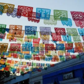 Papel picado banners in San José del Cabo