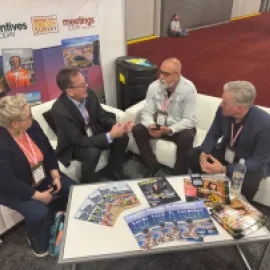 Richard Bliss in Meetings Today booth. 
