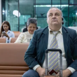 man sitting at airport