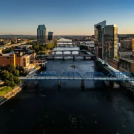 Aerial photo of downtown Grand Rapids, Michigan