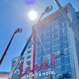 Live! Casino & Hotel Louisiana sign lift