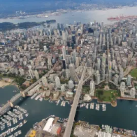 Aerial photo of Vancouver, British Columbia.