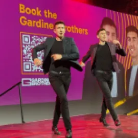 The Gardine Brothers dance it up on the mainstage at PCMA Convening Leaders 2026. Credit: Tyler Davidson.