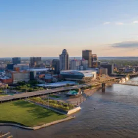 Louisville skyline Waterfront Park.