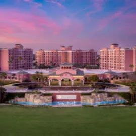 Caribe Royale Orlando aerial exterior at sunset