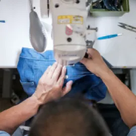 Blue Delta Jeans bartack stitching technique
