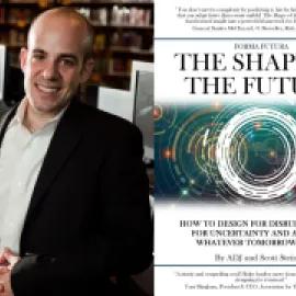 Author Scott Steinberg and the cover of his new book, 'The Shape of the Future.'