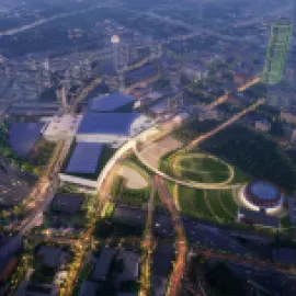 Kay Bailey Hutchinson Convention Center aerial view rendering.