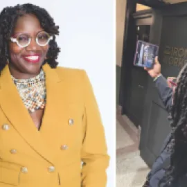 A two-photo collage of meeting professional Tya Bolton.