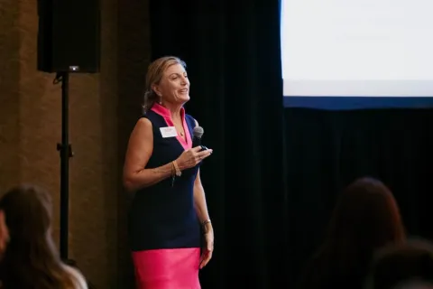 Annette Gregg, CEO of the Society for Incentive Travel Excellence (SITE), spoke at a session on Monday morning sponsored by Atlantis Paradise Island Bahamas.