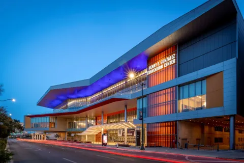 Henry B. González Convention Center, night. 