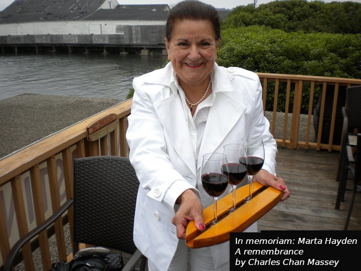 Marta Hayden with a flight of wine
