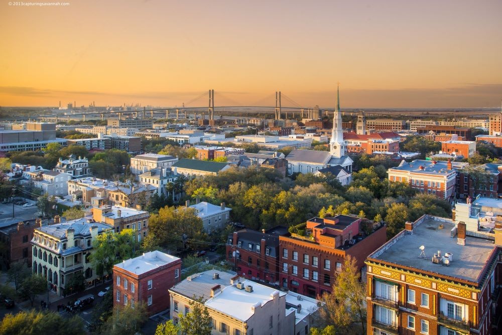 View of Savannah from a DeSoto hotel guest room