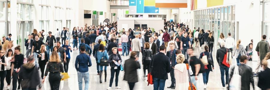 Photo of a busy convention.