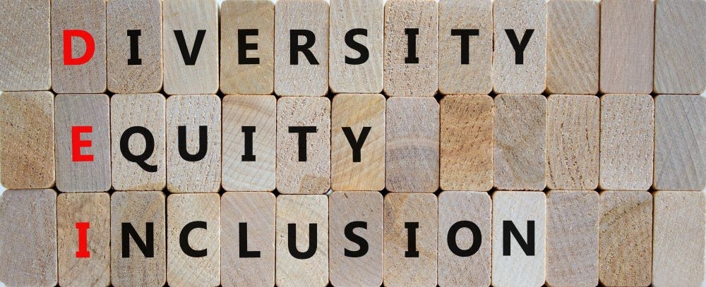 Diversity, equity and inclusion building blocks graphic.