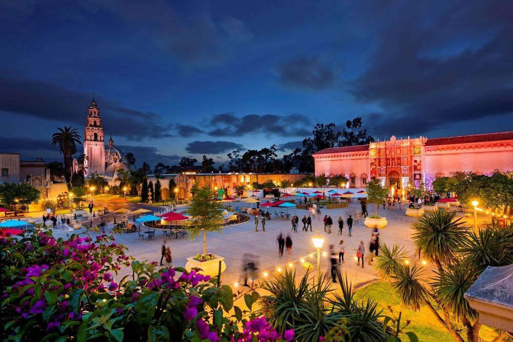 Balboa Park in San Diego at night