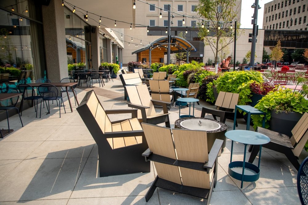 Rosewild seating area at The Jasper Hotel in Fargo, North Dakota