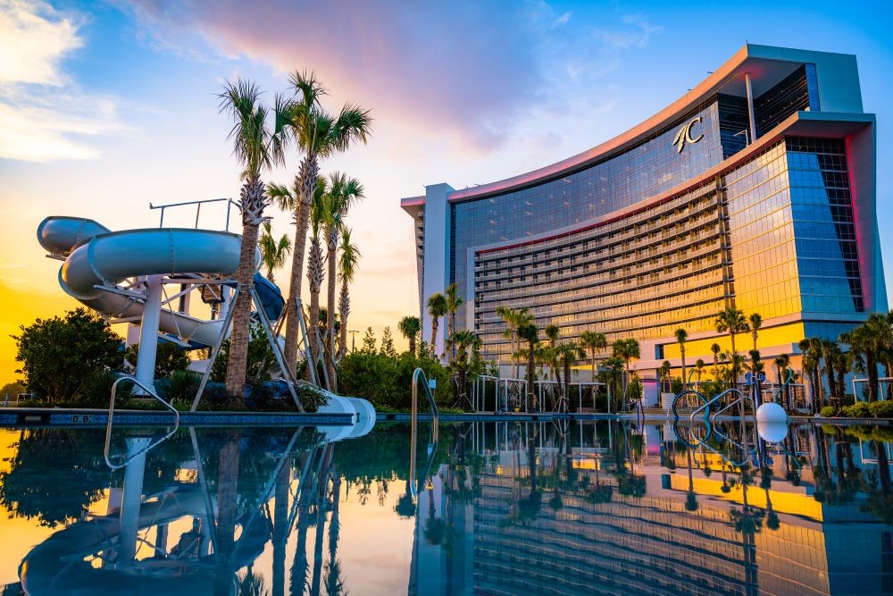 Exterior of Aqua pool area and Choctaw Casino & Resort–Durant