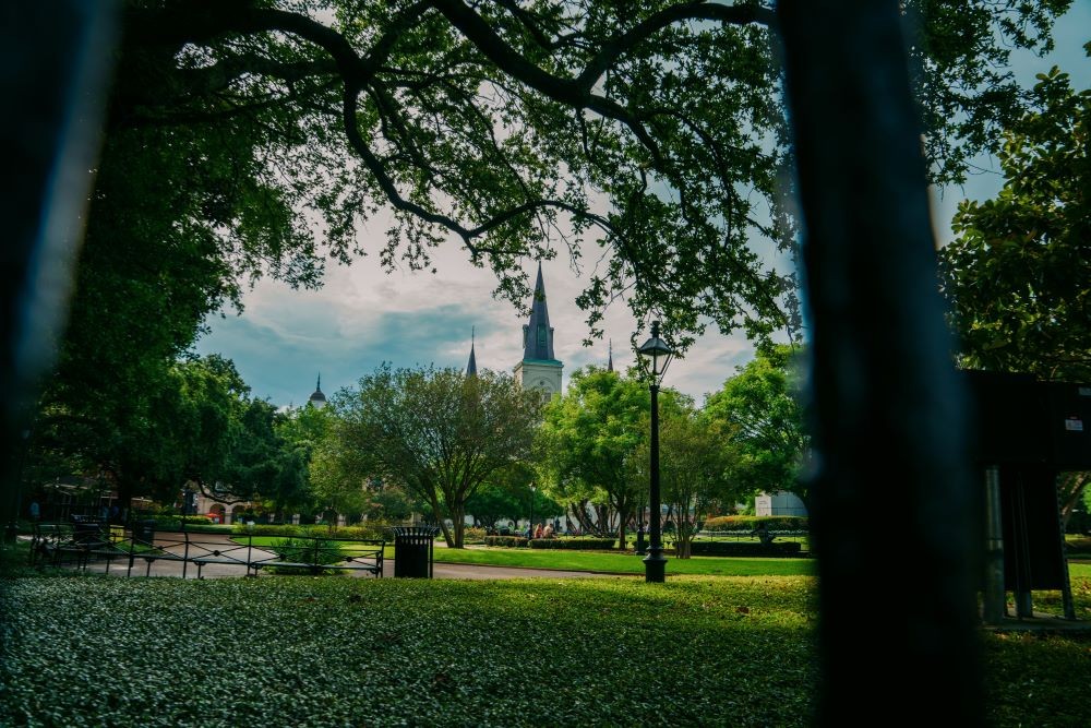 View of Jackson Square from the park in New Orleans