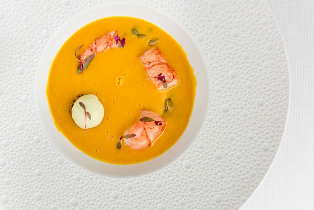 The Ritz-Carlton, Half Moon Bay Lobster Pumpkin Soup.