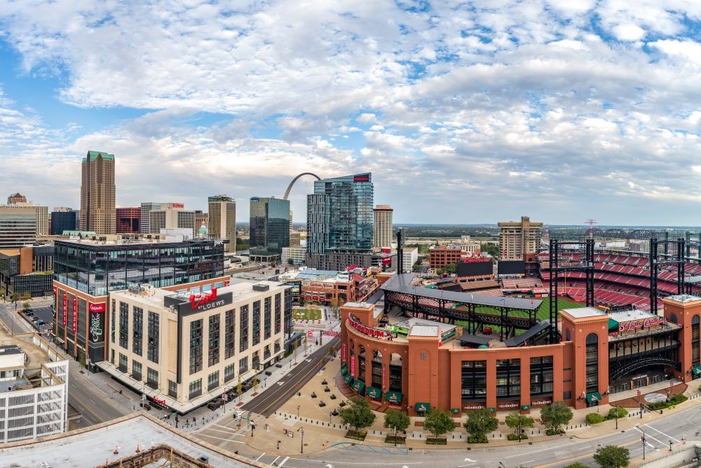 St. Louis Skyline Sports Teams Cardinals, Blues, Louis City Sc and