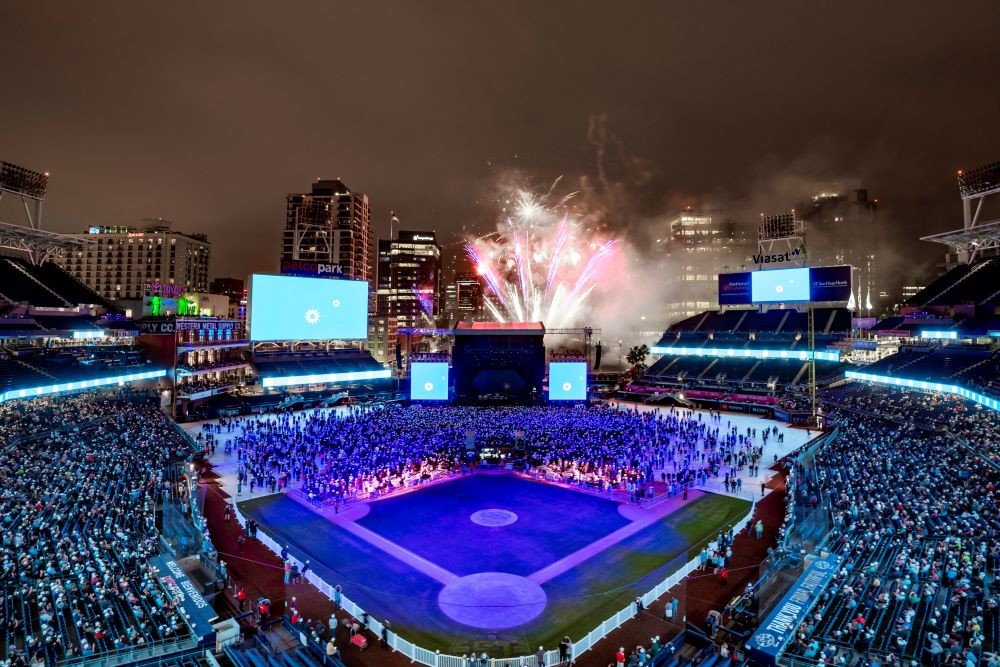 Fireworks at event at Petco Park, San Diego.