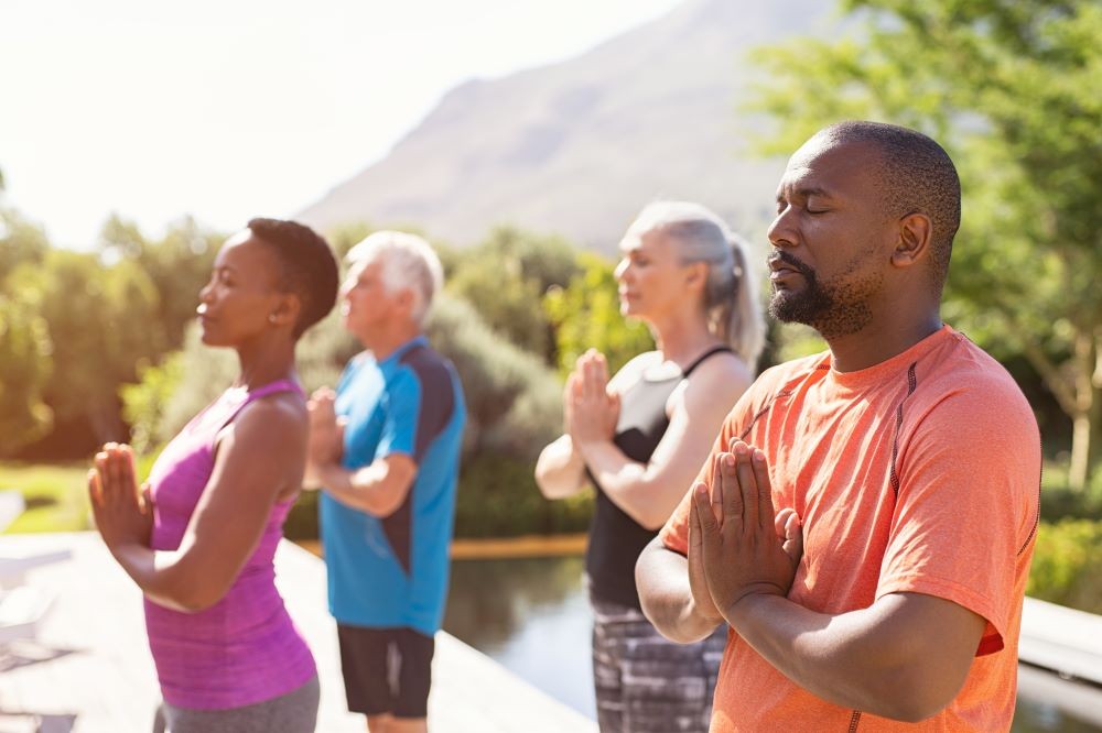 Group yoga and meditation