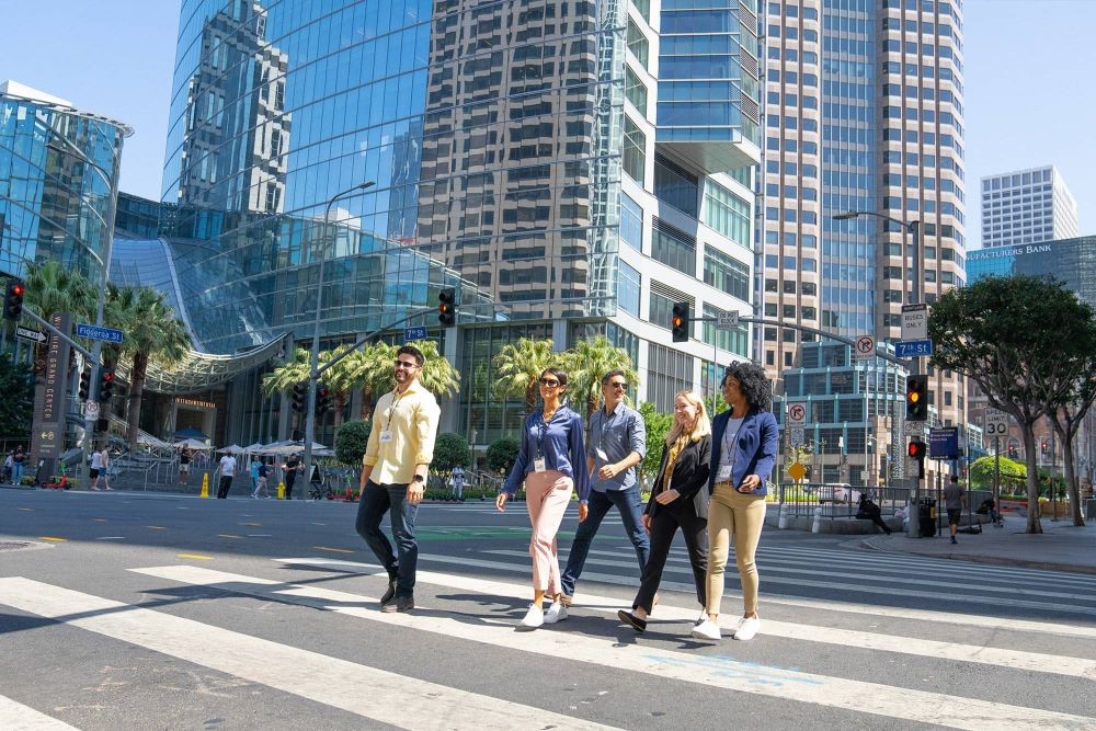 Attendees walking in LA