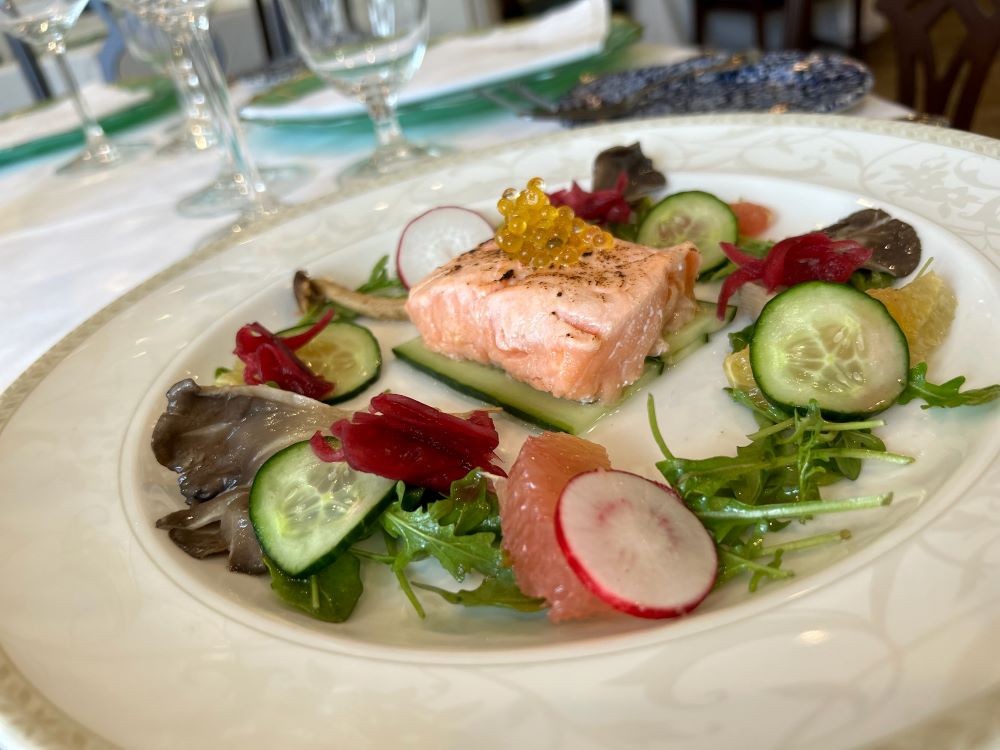 Photo of chef Javier Cuesta's citrus salmon micuit salad.