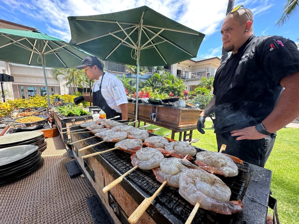 Chefs prepare lunch at Fairmont Orchid Hotel